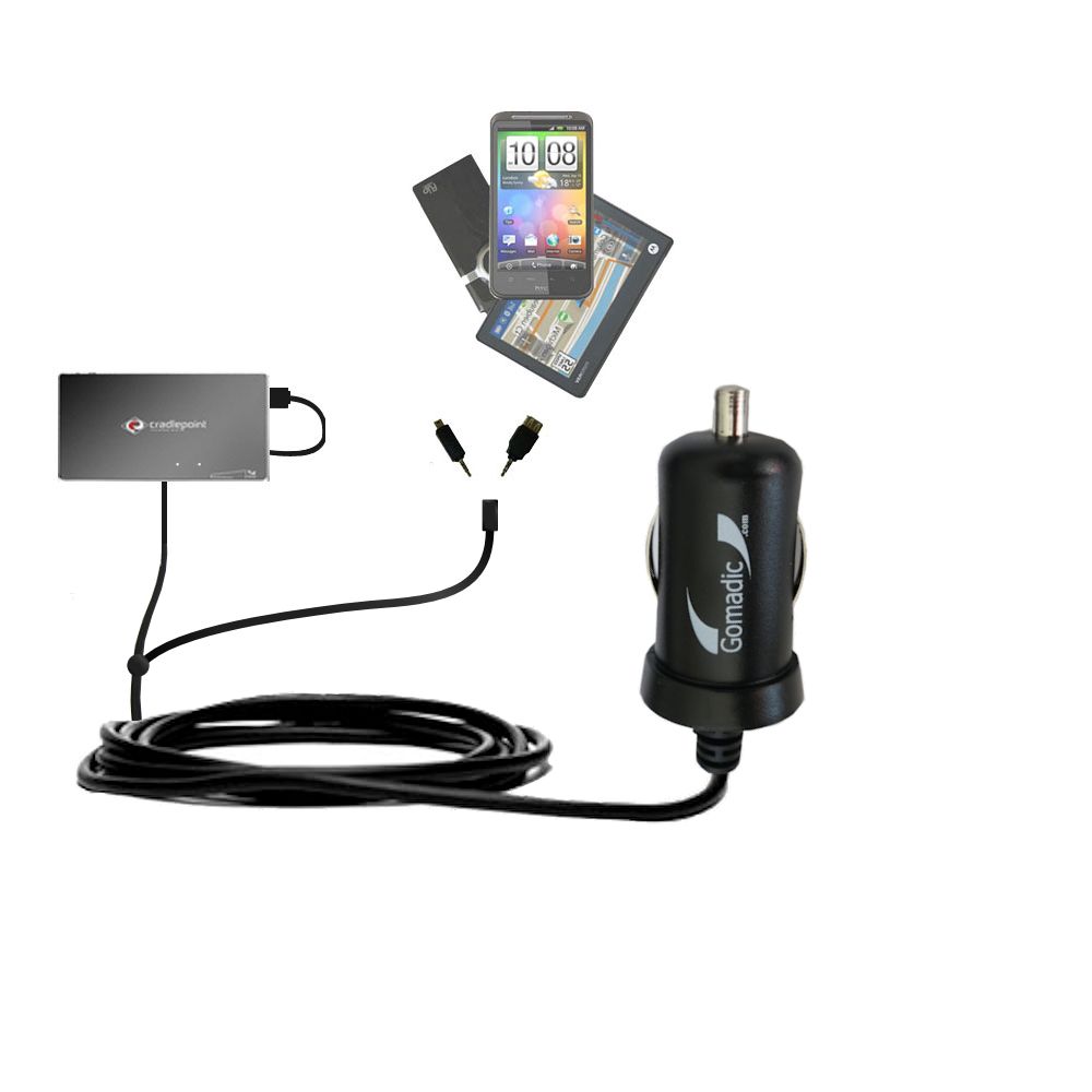 mini Double Car Charger with tips including compatible with the Cradlepoint CBA250 Mobile Broadband Router