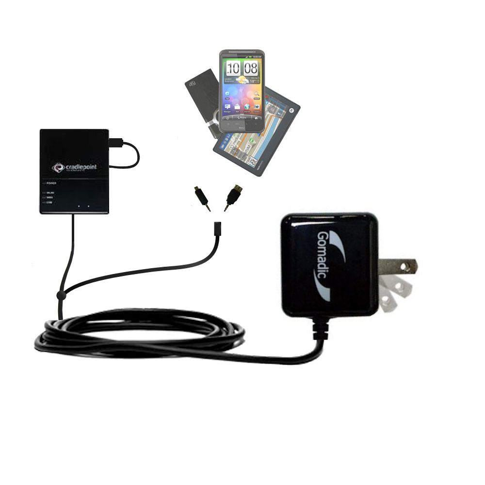 Double Wall Home Charger with tips including compatible with the Cradlepoint CTR350 Cellular Travel Router