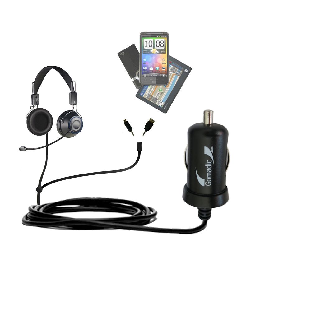 mini Double Car Charger with tips including compatible with the Creative HS-1200 XFi