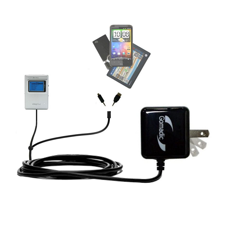 Double Wall Home Charger with tips including compatible with the Creative Jukebox Zen Xtra