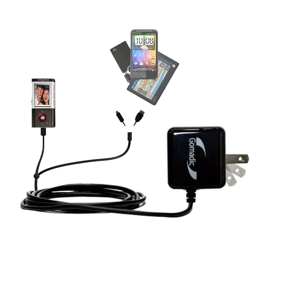 Double Wall Home Charger with tips including compatible with the Creative MuVo Vidz