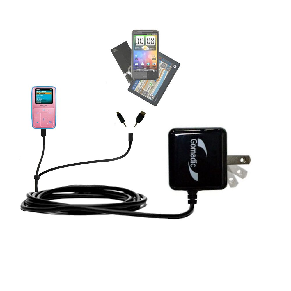 Double Wall Home Charger with tips including compatible with the Creative Zen MicroPhoto