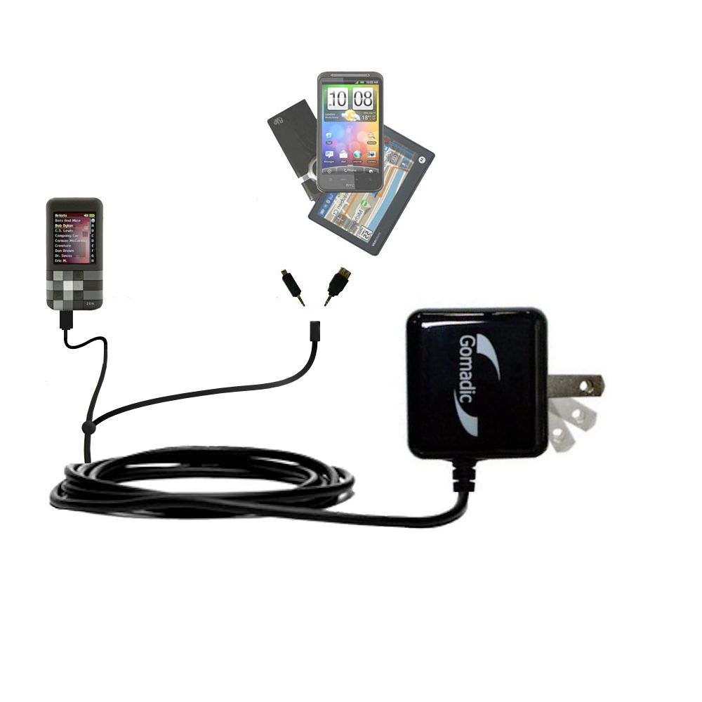 Double Wall Home Charger with tips including compatible with the Creative Zen Mozaic EZ300