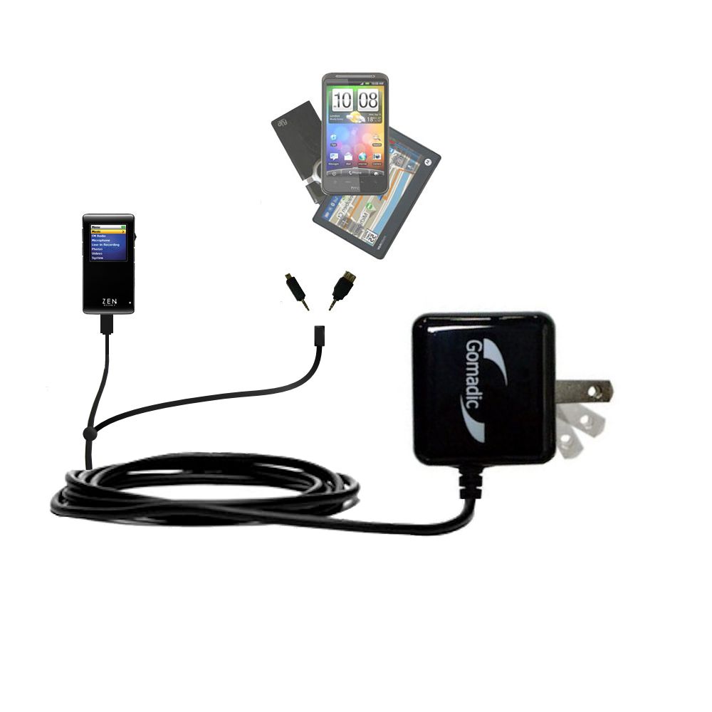 Double Wall Home Charger with tips including compatible with the Creative Zen Neeon 2