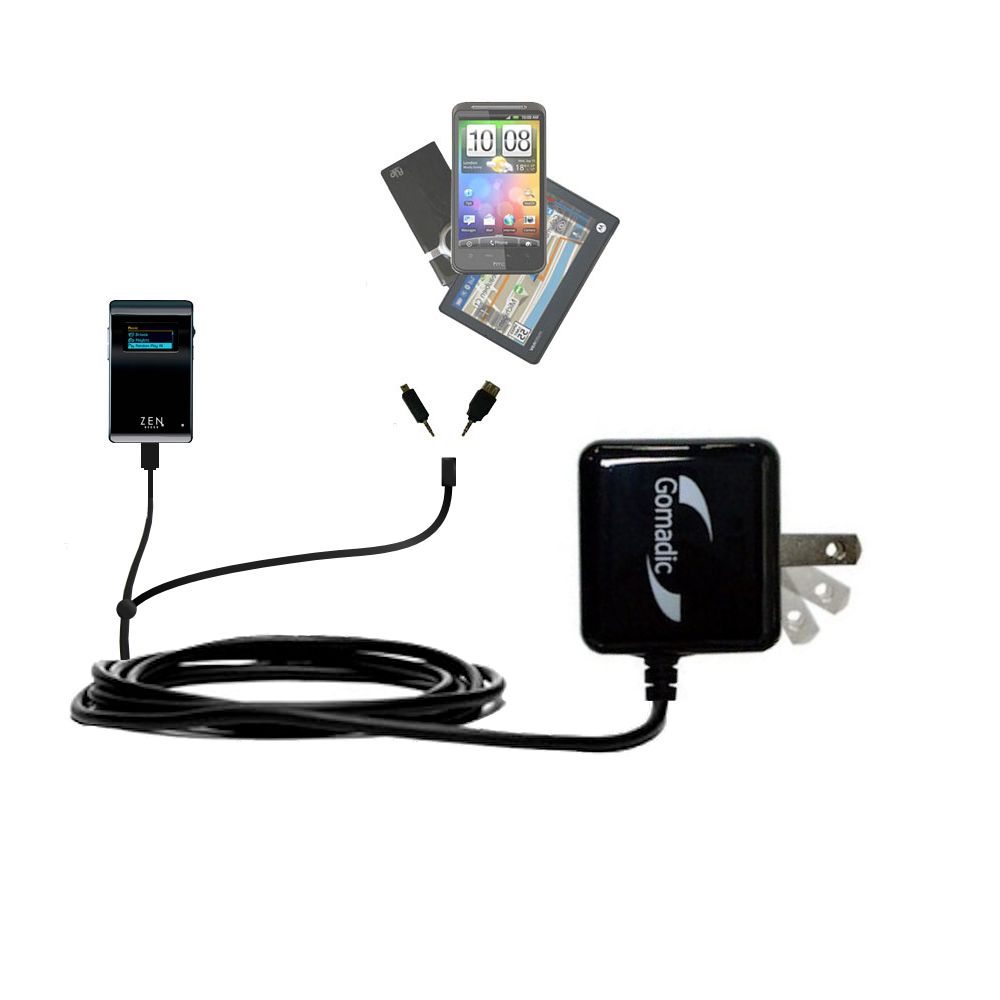 Double Wall Home Charger with tips including compatible with the Creative Zen Neeon