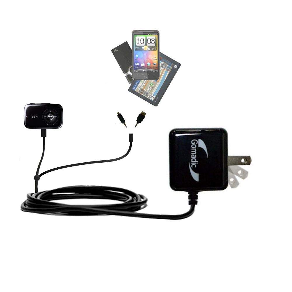 Double Wall Home Charger with tips including compatible with the Creative Zen Stone