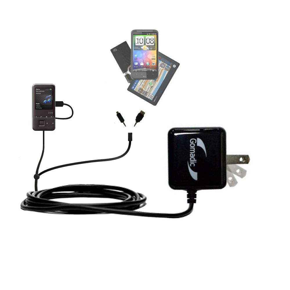 Double Wall Home Charger with tips including compatible with the Creative Zen Style 300