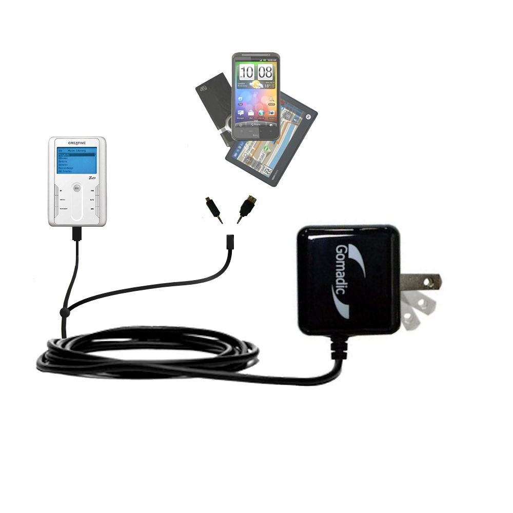Double Wall Home Charger with tips including compatible with the Creative Zen Touch