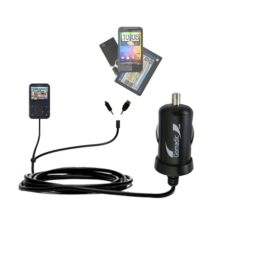 mini Double Car Charger with tips including compatible with the Creative Zen Vision M 60GB