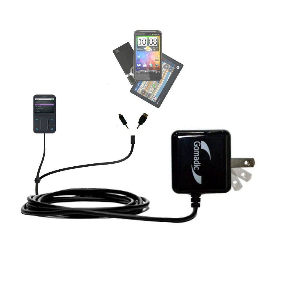Double Wall Home Charger with tips including compatible with the Creative Zen Vision M