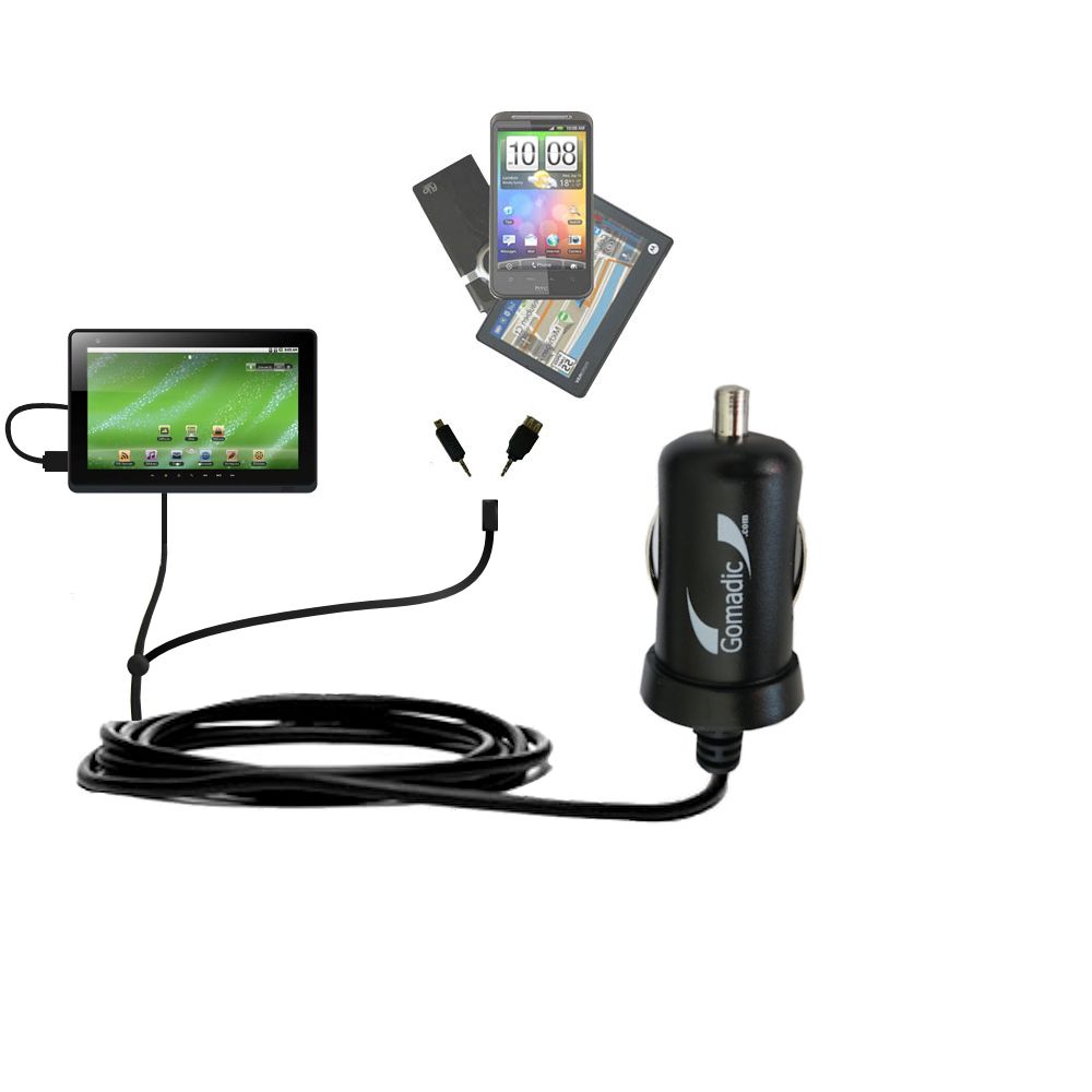 mini Double Car Charger with tips including compatible with the Creative ZiiO 10