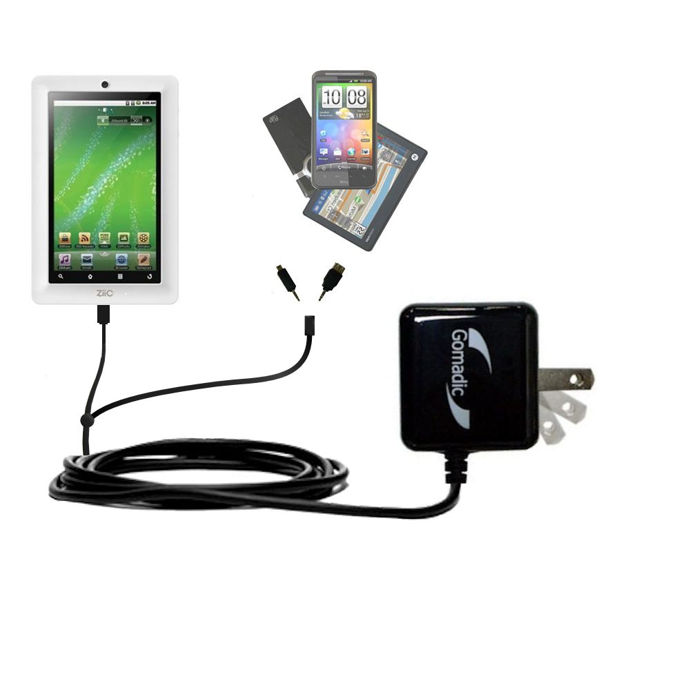 Double Wall Home Charger with tips including compatible with the Creative ZiiO 7