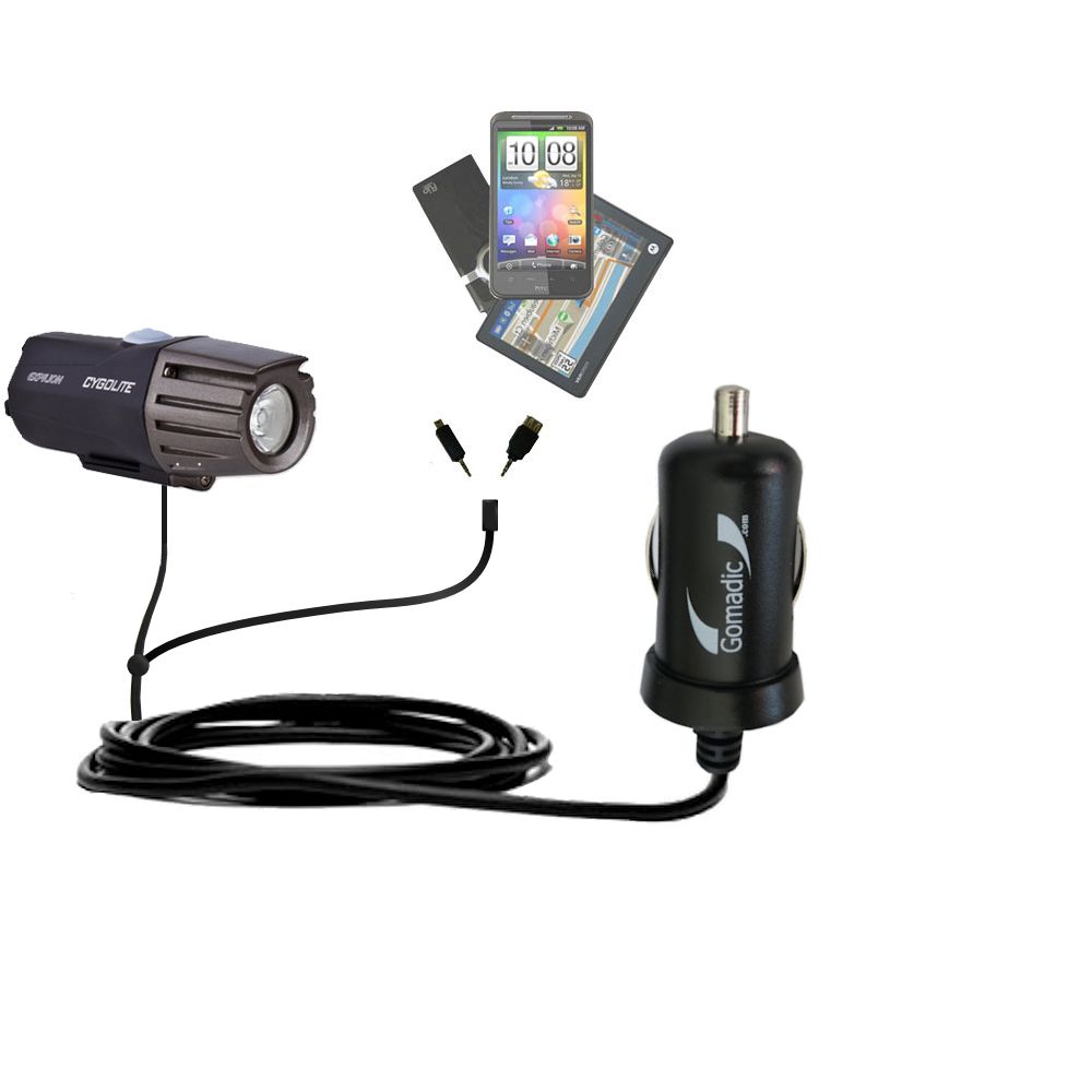 mini Double Car Charger with tips including compatible with the Cygolite Expilion 350 / 400