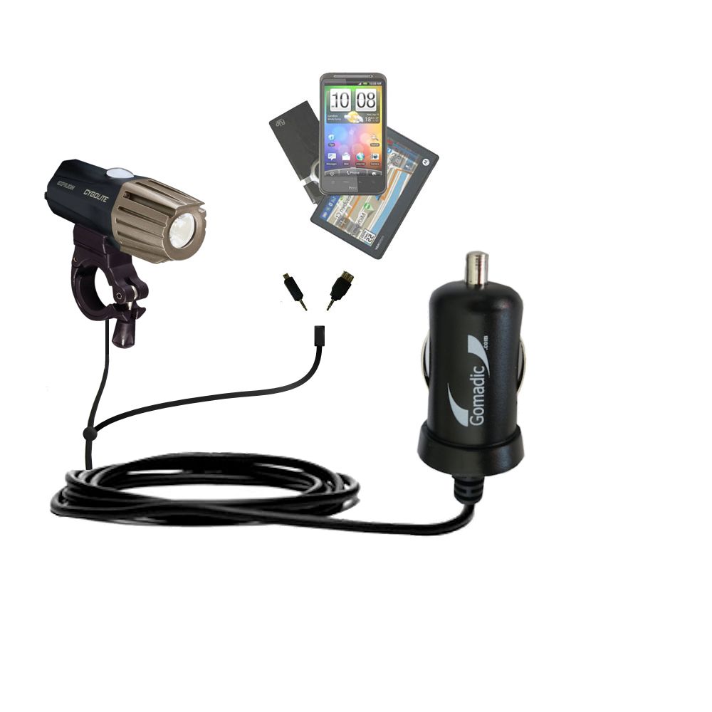 mini Double Car Charger with tips including compatible with the Cygolite Expilion 700 / 800