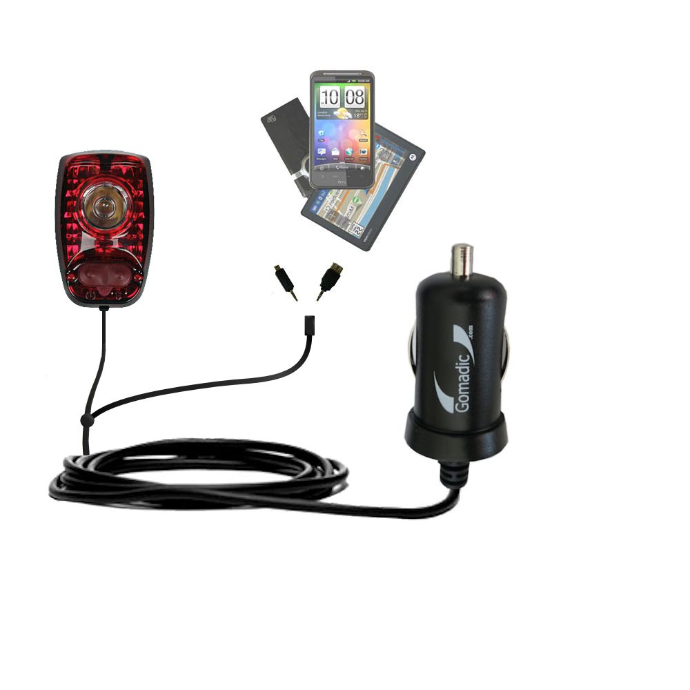 Double Port Micro Gomadic Car / Auto DC Charger suitable for the Cygolite Hotshot - Charges up to 2 devices simultaneously with Gomadic TipExchange Technology