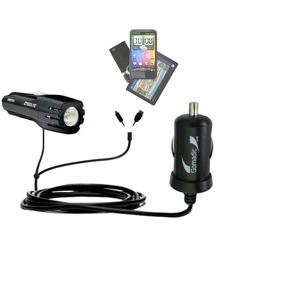 mini Double Car Charger with tips including compatible with the Cygolite Metro 300 / 360