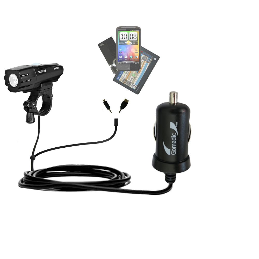 mini Double Car Charger with tips including compatible with the Cygolite Metro 420 / 500