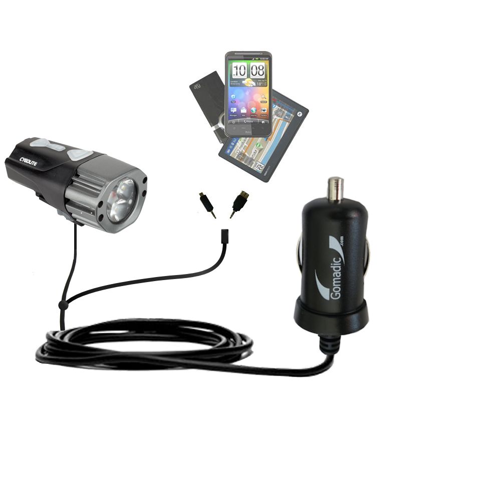 mini Double Car Charger with tips including compatible with the Cygolite Pace