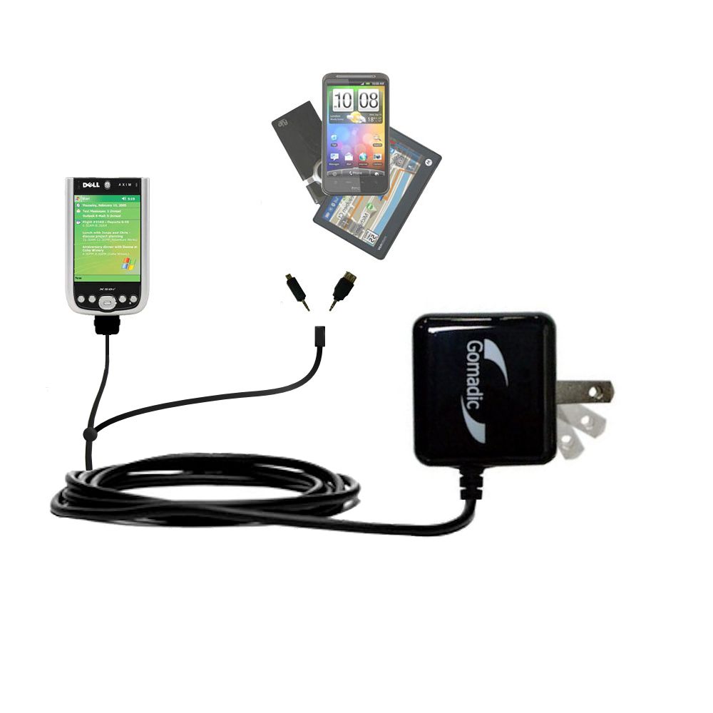Double Wall Home Charger with tips including compatible with the Dell Axim x51