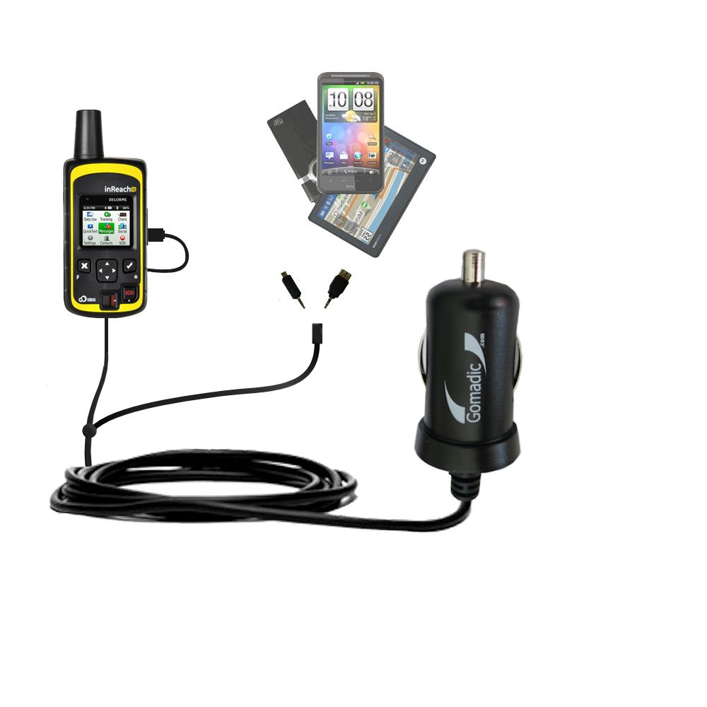 mini Double Car Charger with tips including compatible with the DeLorme inReach SE