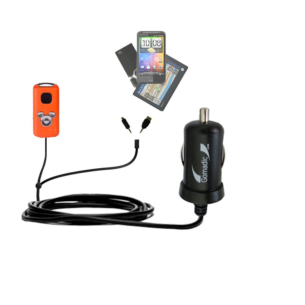 mini Double Car Charger with tips including compatible with the Disney High School Musical Mix Stick MP3 Player DS17019
