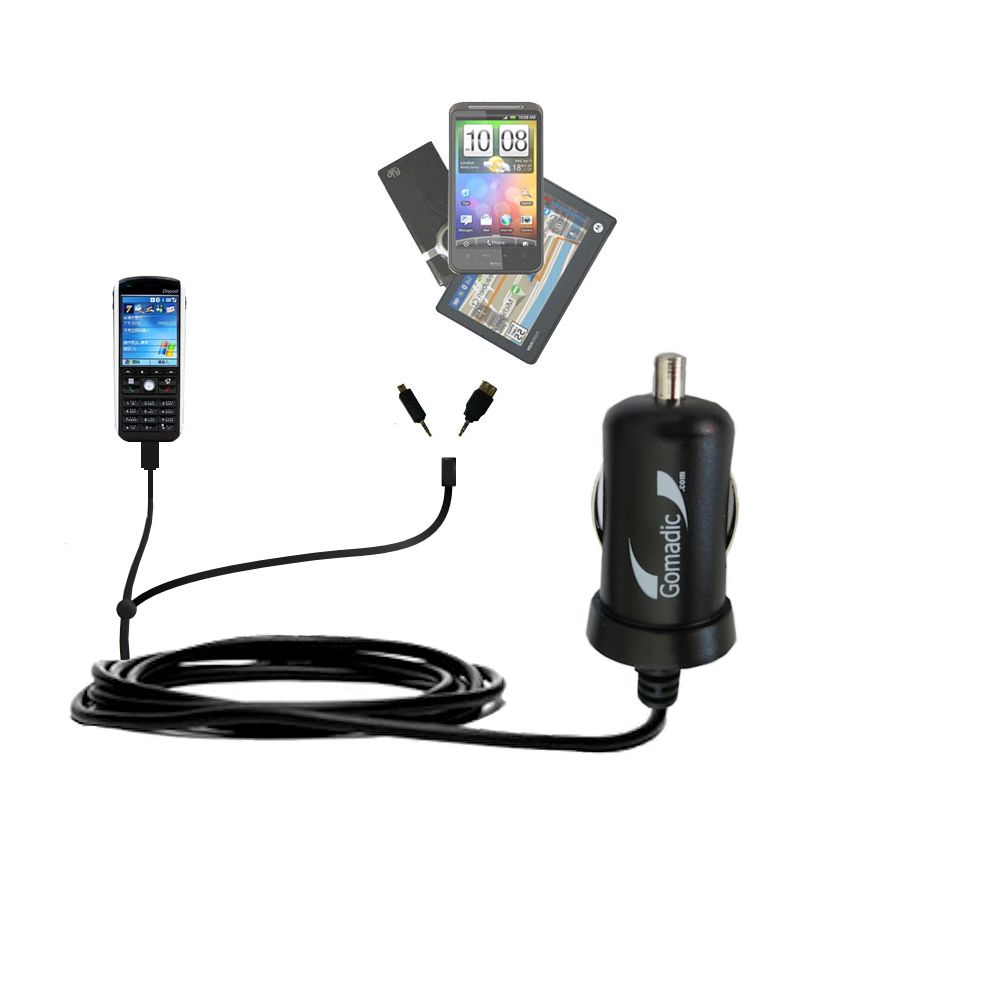 mini Double Car Charger with tips including compatible with the Dopod 575