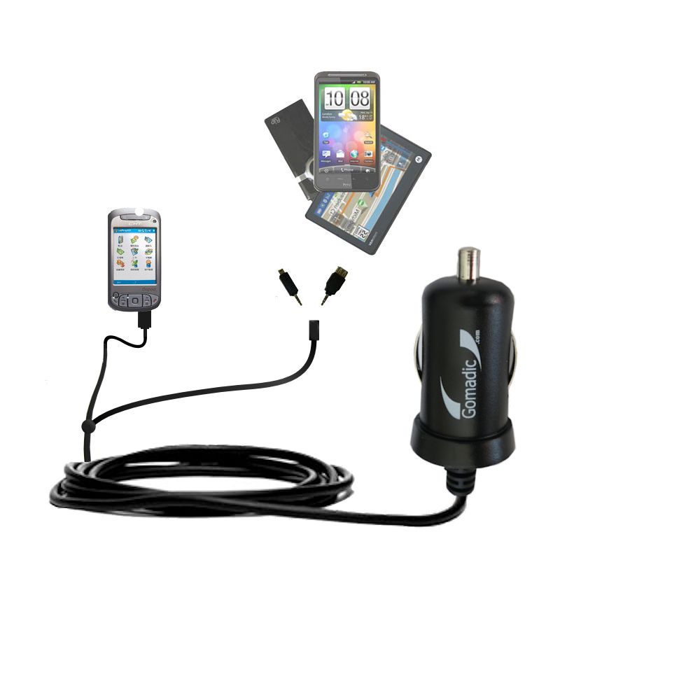 mini Double Car Charger with tips including compatible with the Dopod d9000