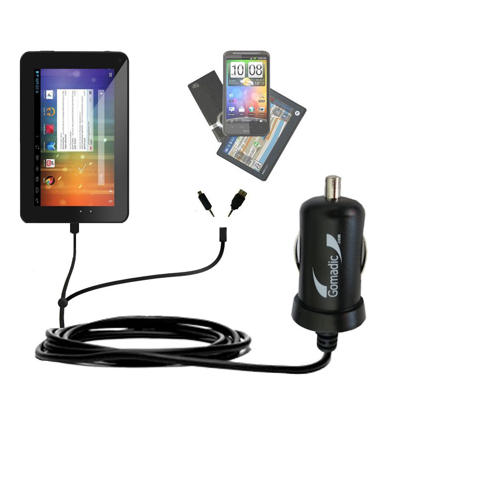 mini Double Car Charger with tips including compatible with the Double Power DOPO EM63 7 inch tablet