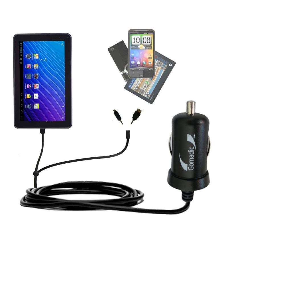mini Double Car Charger with tips including compatible with the Double Power DOPO GS-918 9 inch tablet