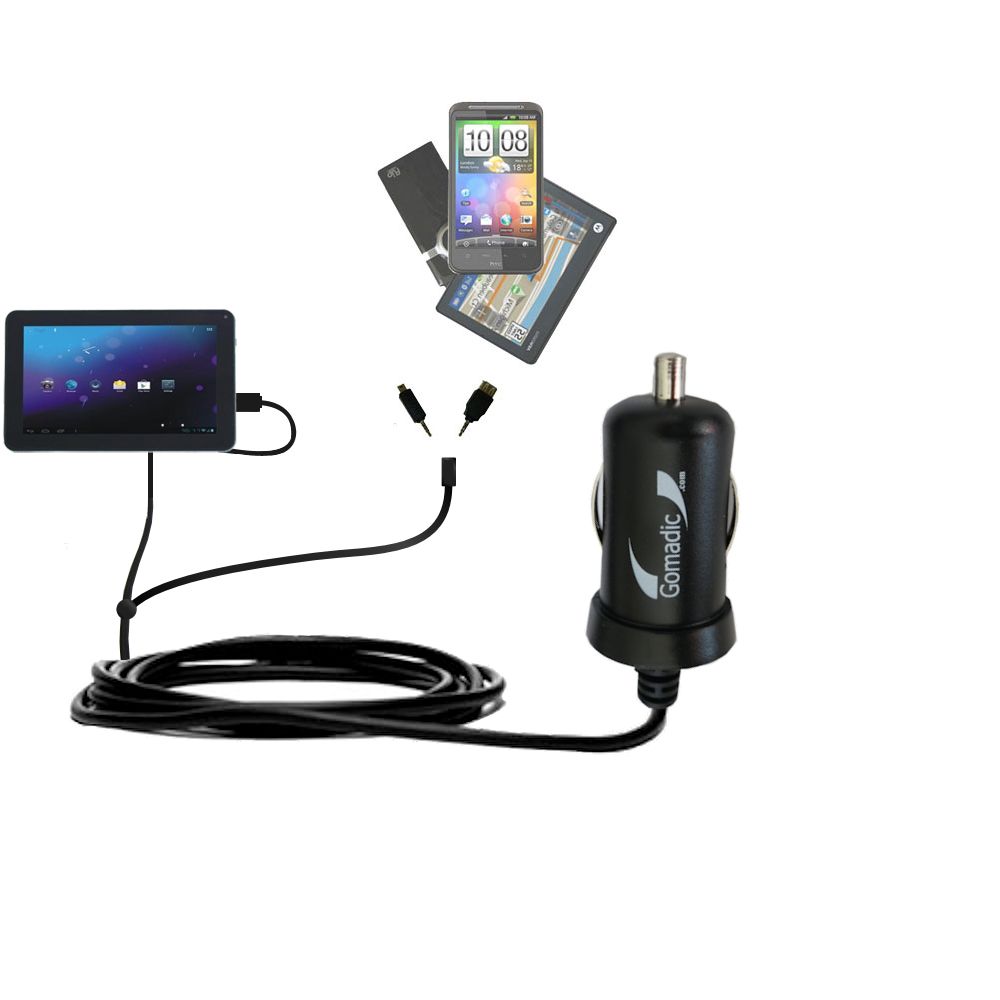 mini Double Car Charger with tips including compatible with the Double Power DOPO M975