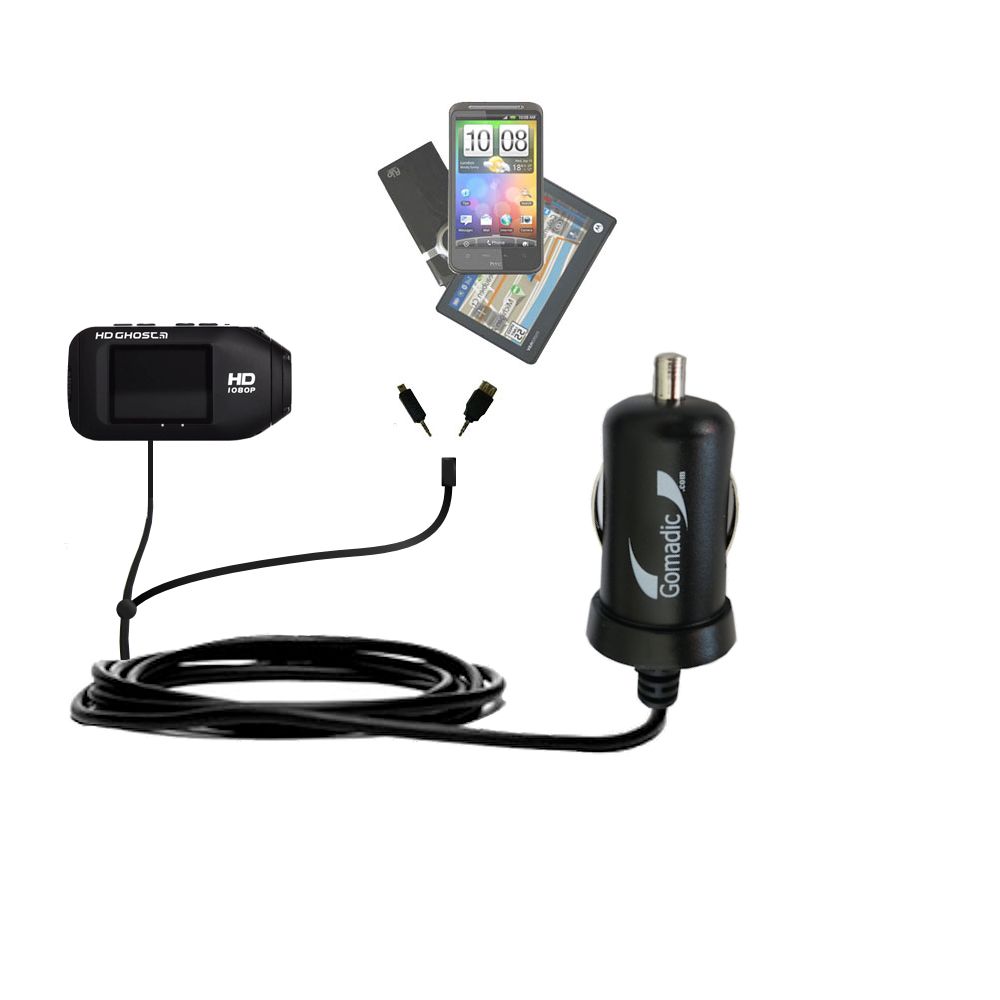 mini Double Car Charger with tips including compatible with the Drift HD / Ghost / 170 / 720