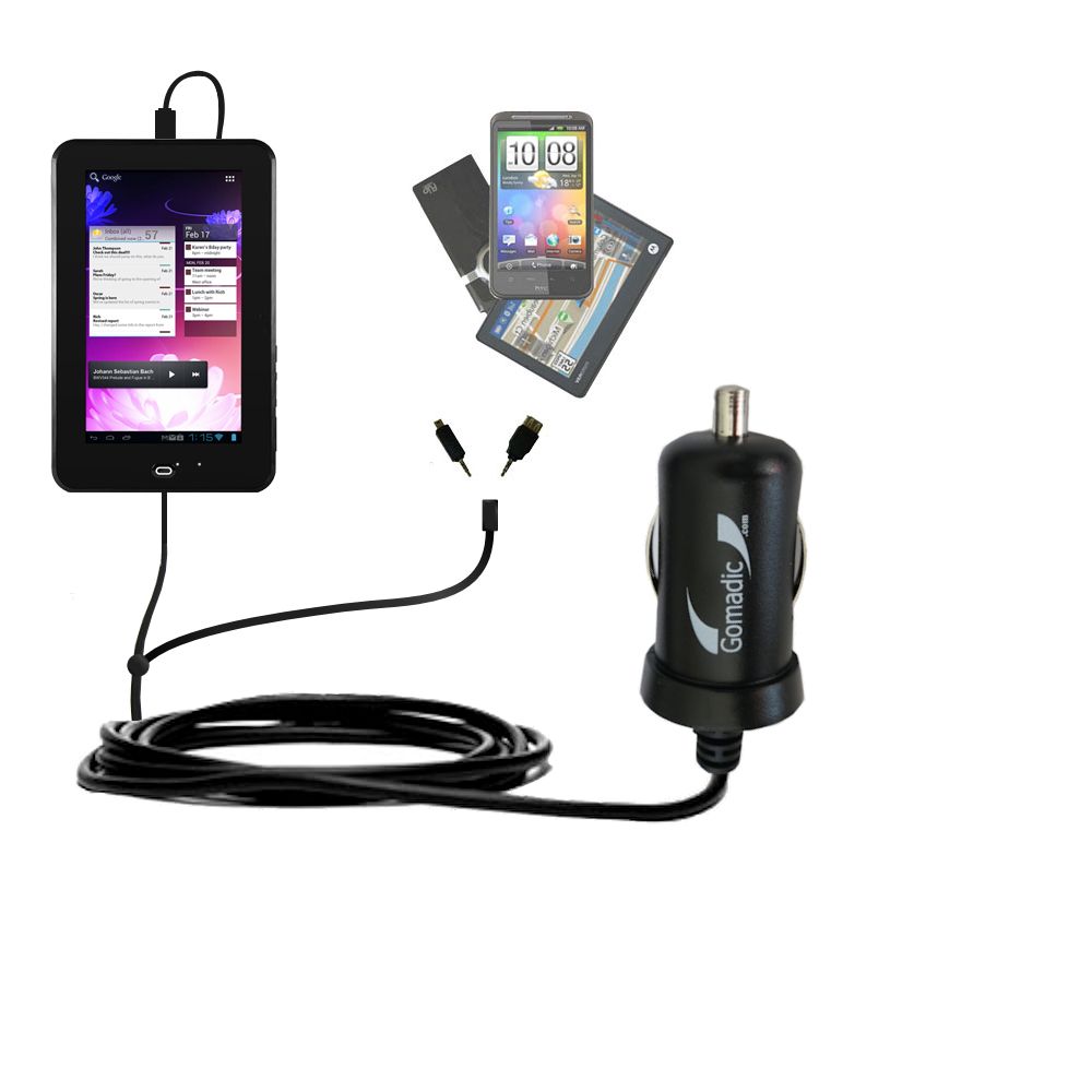 mini Double Car Charger with tips including compatible with the Ematic Genesis EGP007