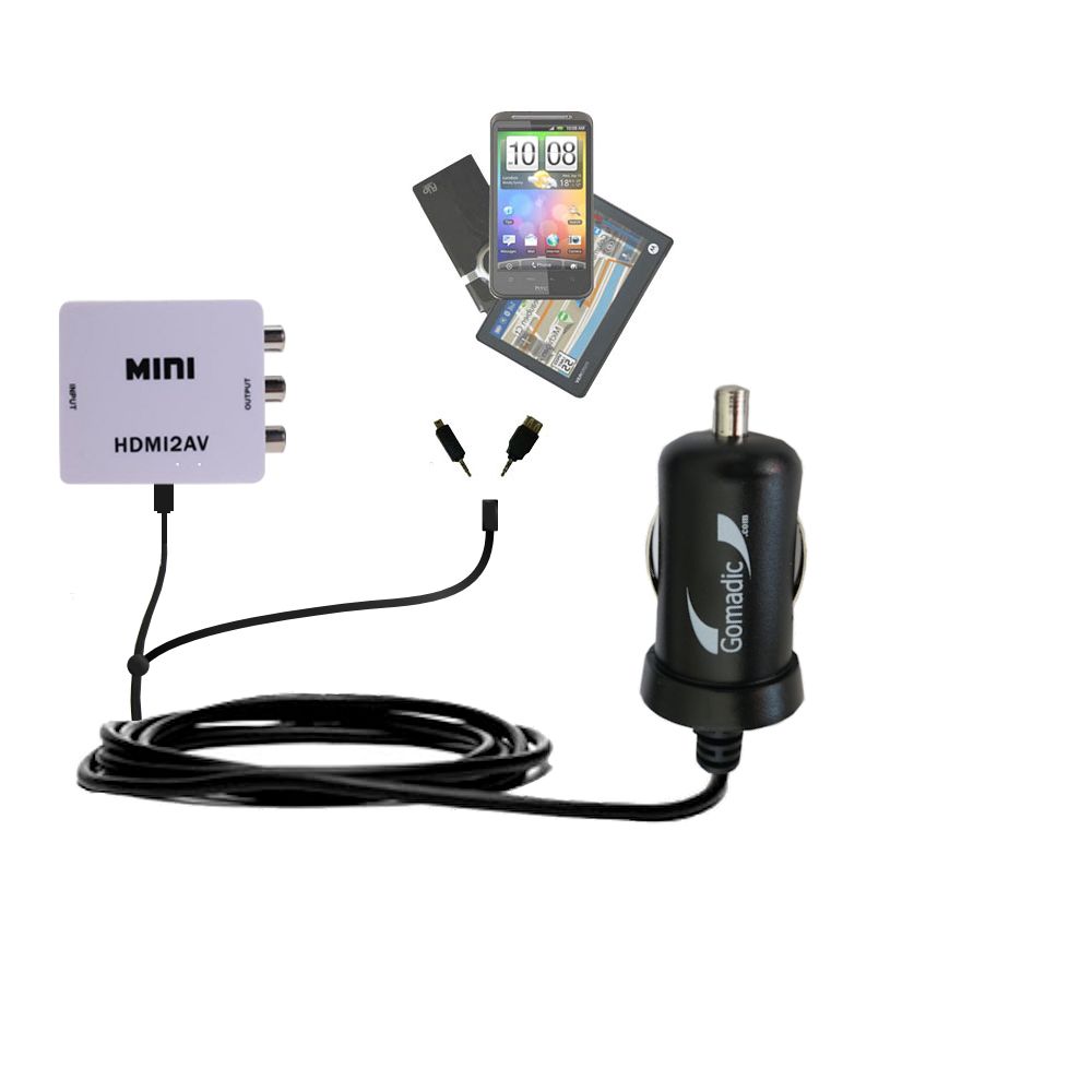 mini Double Car Charger with tips including compatible with the Etekcity Mini AV2HDMI Converter