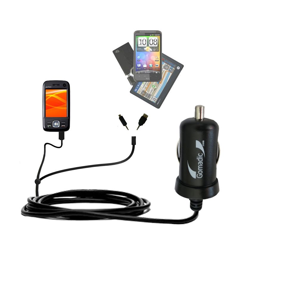 mini Double Car Charger with tips including compatible with the ETEN M810 M800