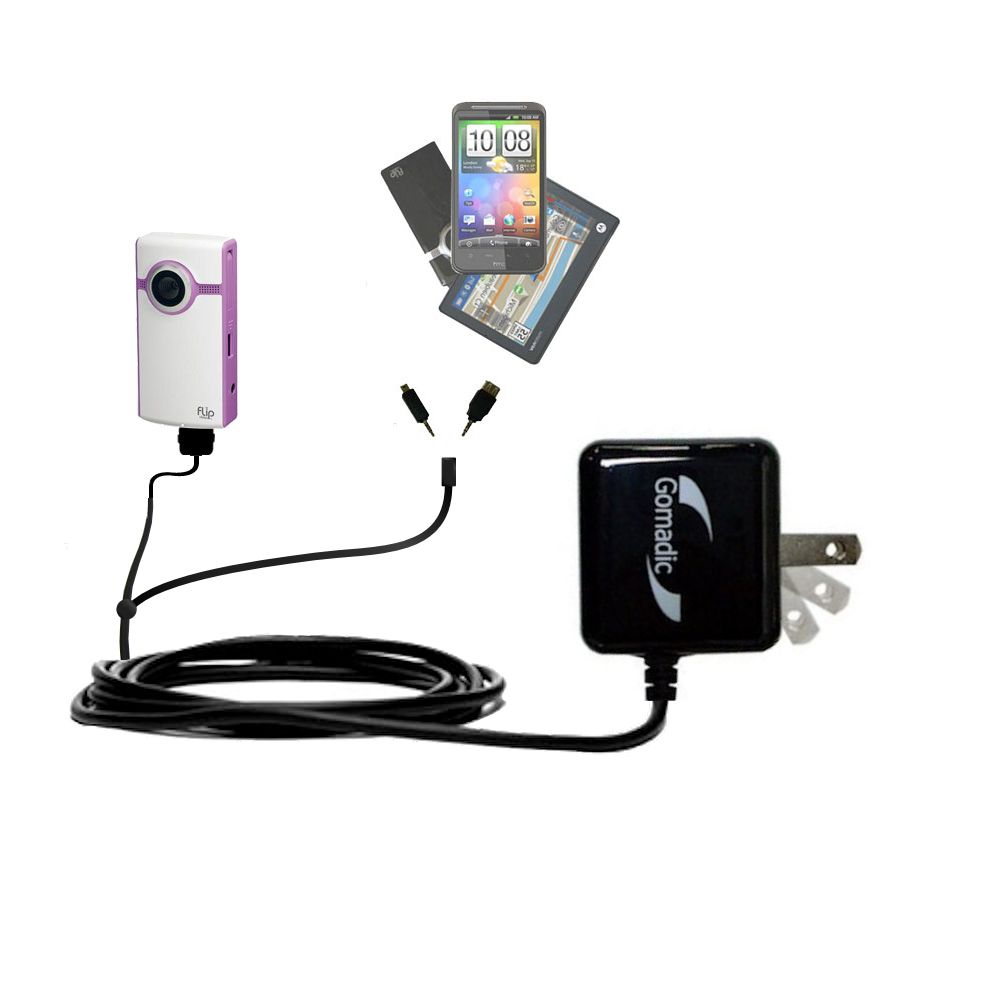 Double Wall Home Charger with tips including compatible with the Pure Digital Flip Video Ultra 2nd Gen