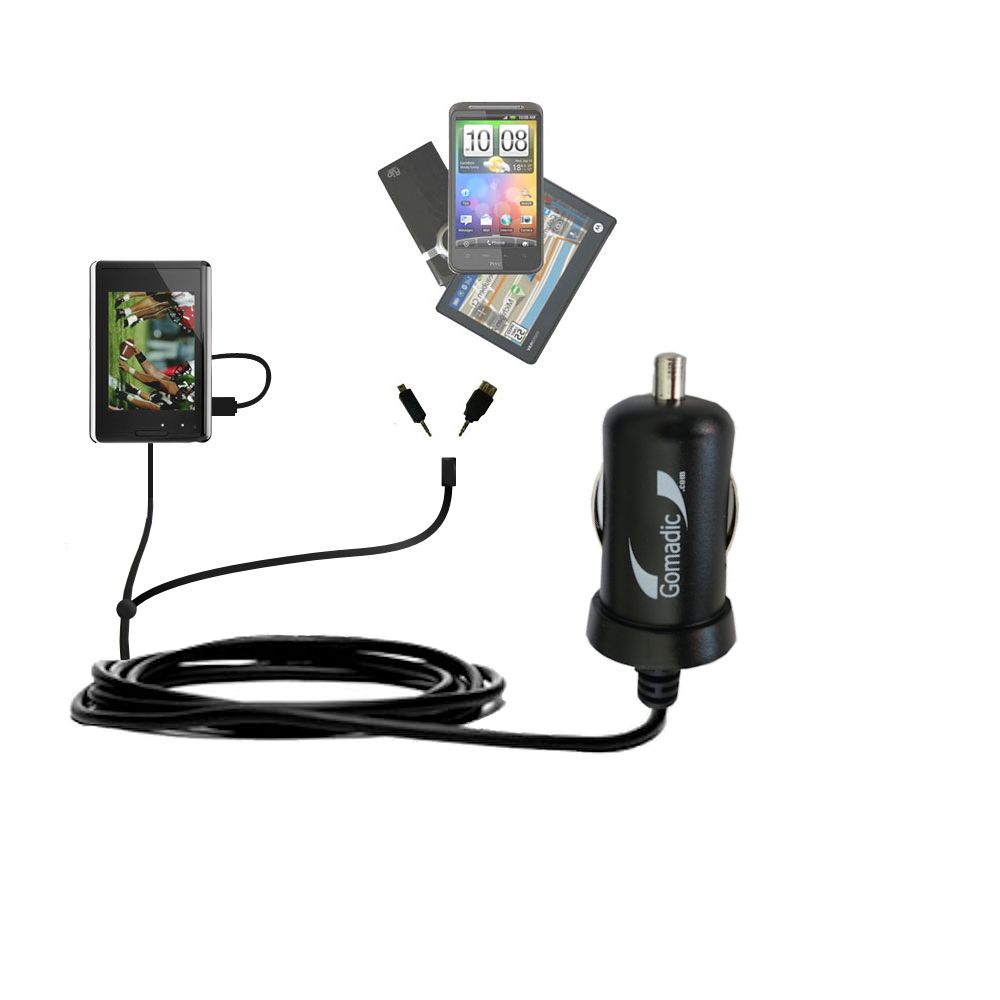 mini Double Car Charger with tips including compatible with the FLO TV PTV 350 Personal Television