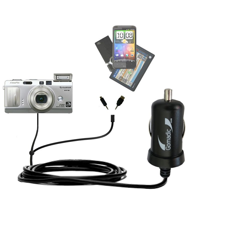 mini Double Car Charger with tips including compatible with the Fujifilm FinePix F810