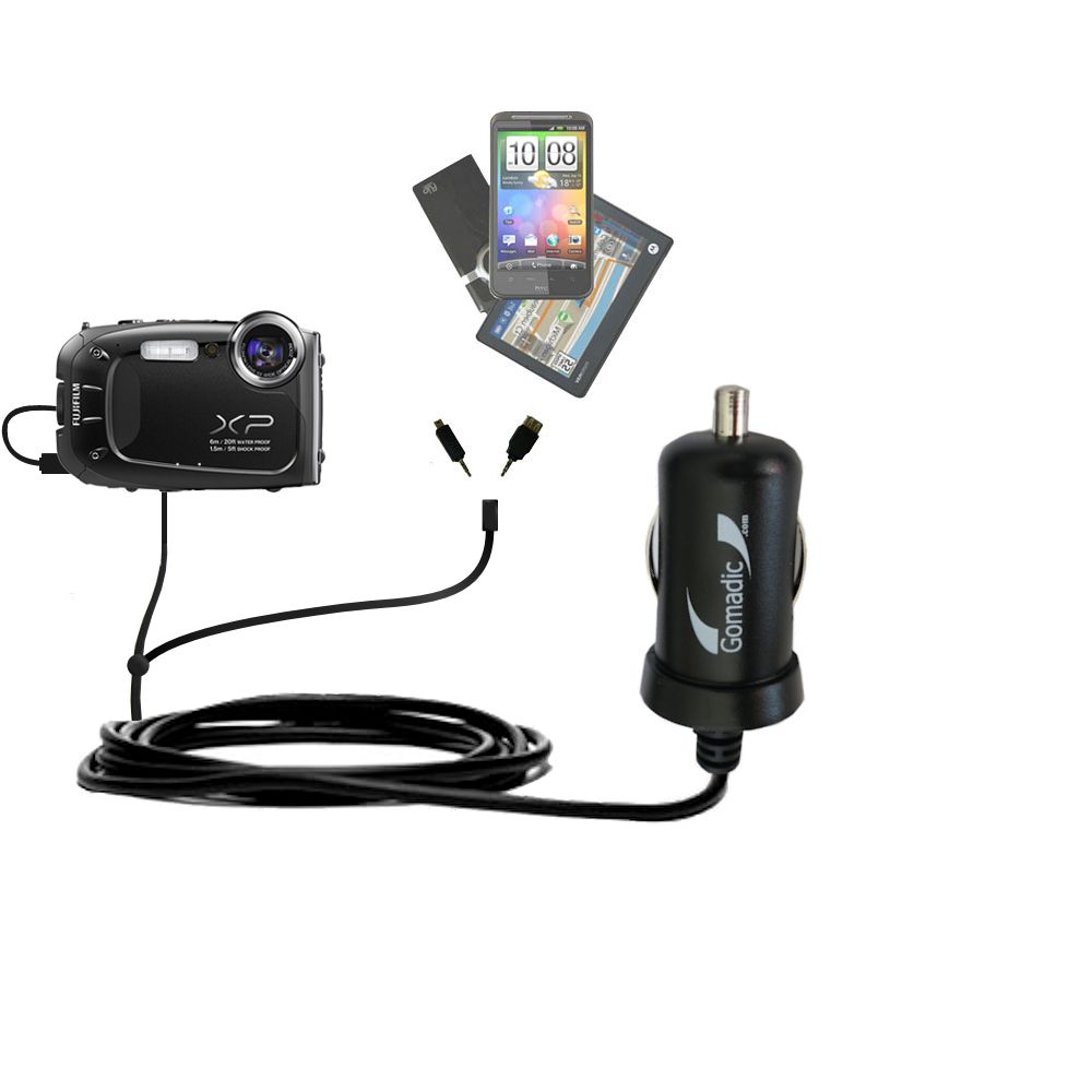 mini Double Car Charger with tips including compatible with the Fujifilm Finepix XP60