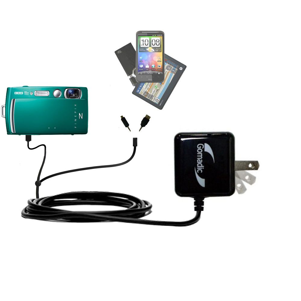 Double Wall Home Charger with tips including compatible with the Fujifilm Finepix Z1000EXR 1010 900 909 800 808 700 707