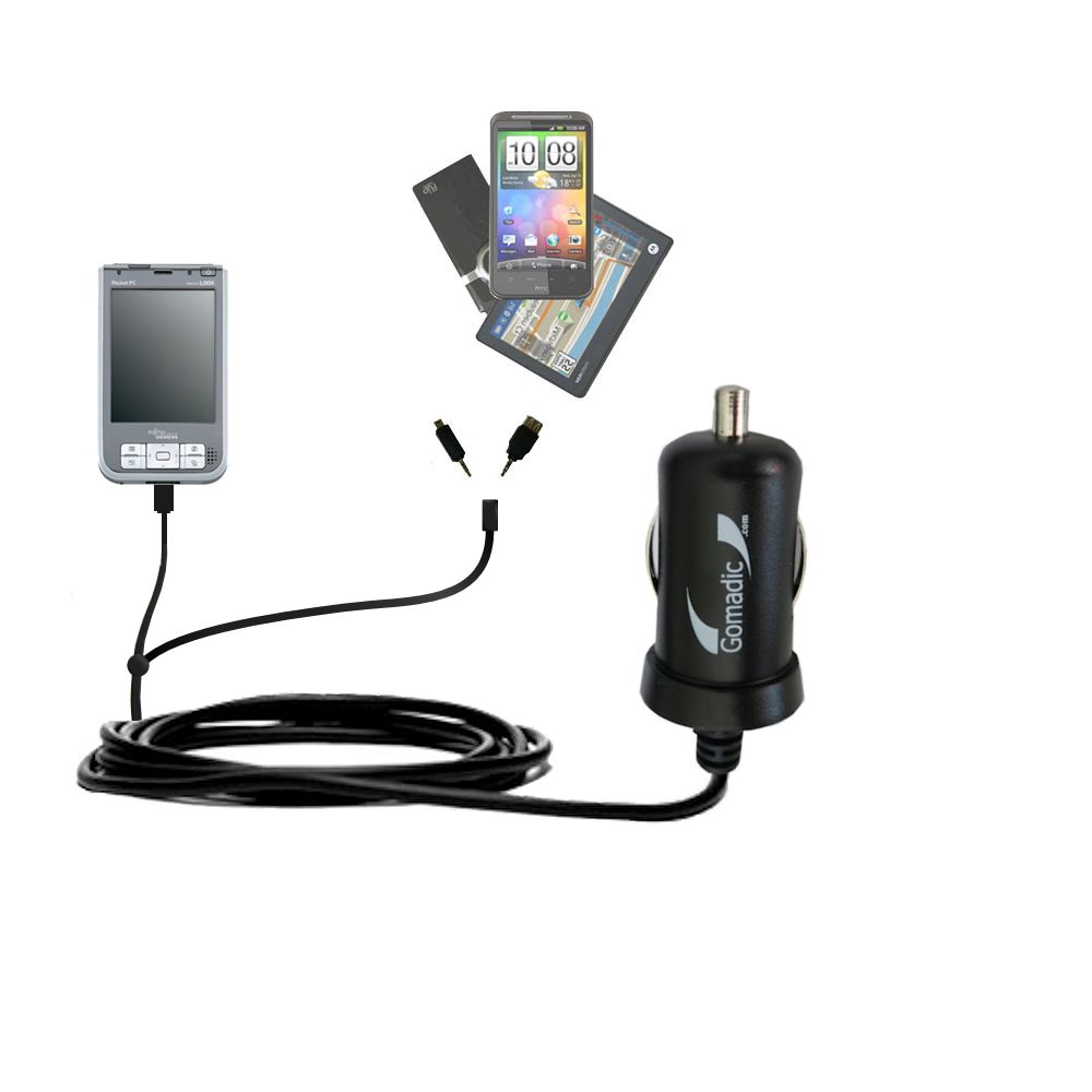 mini Double Car Charger with tips including compatible with the Fujitsu Loox 400