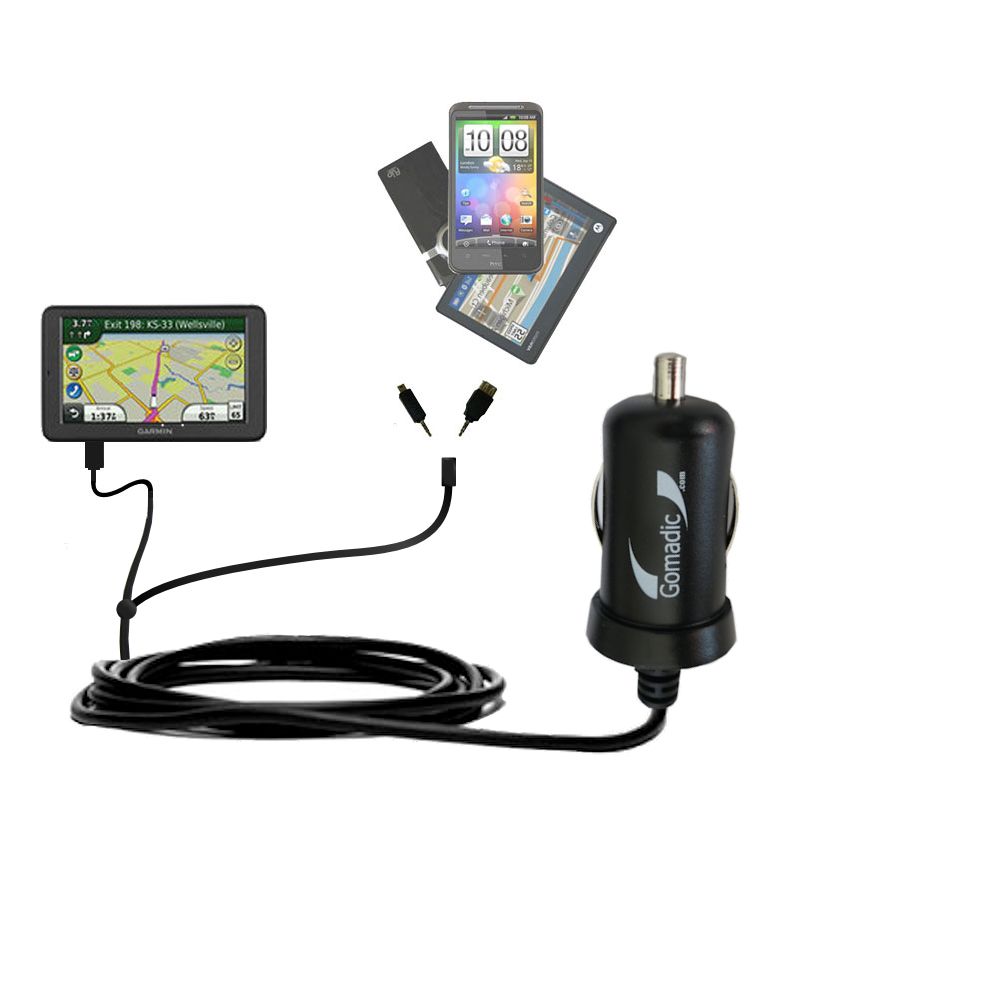 mini Double Car Charger with tips including compatible with the Garmin dezl 560 560LT 560LMT