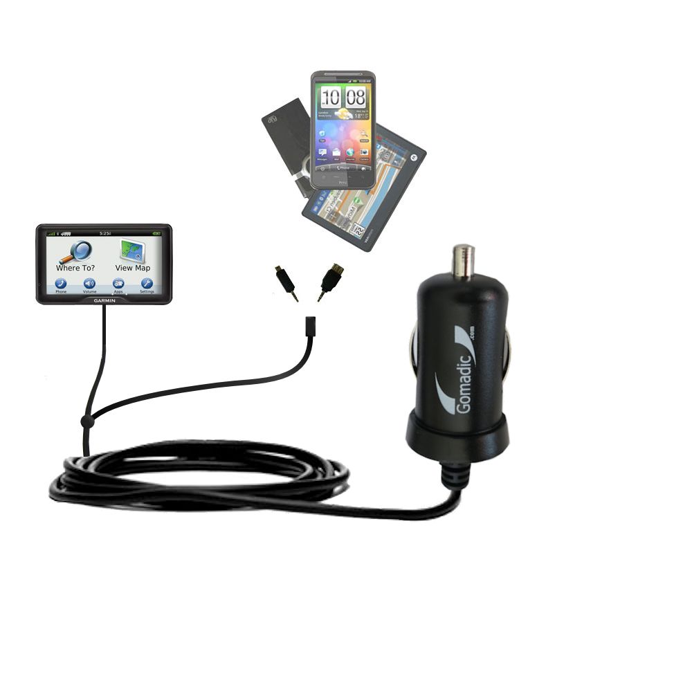 mini Double Car Charger with tips including compatible with the Garmin dezl 760 LMT