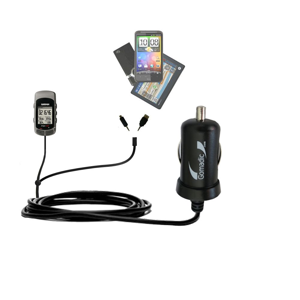 mini Double Car Charger with tips including compatible with the Garmin Edge 305