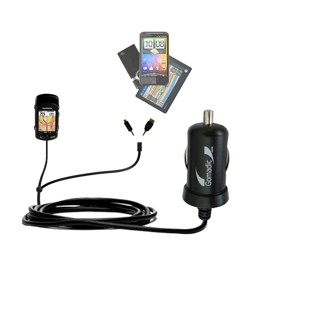 mini Double Car Charger with tips including compatible with the Garmin Edge 705