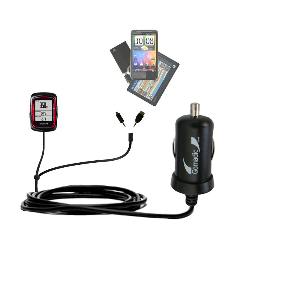 mini Double Car Charger with tips including compatible with the Garmin Edge