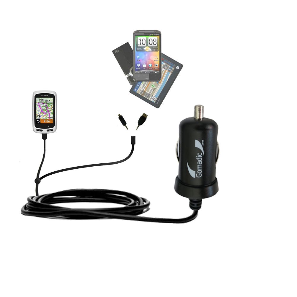 mini Double Car Charger with tips including compatible with the Garmin EDGE Touring Plus