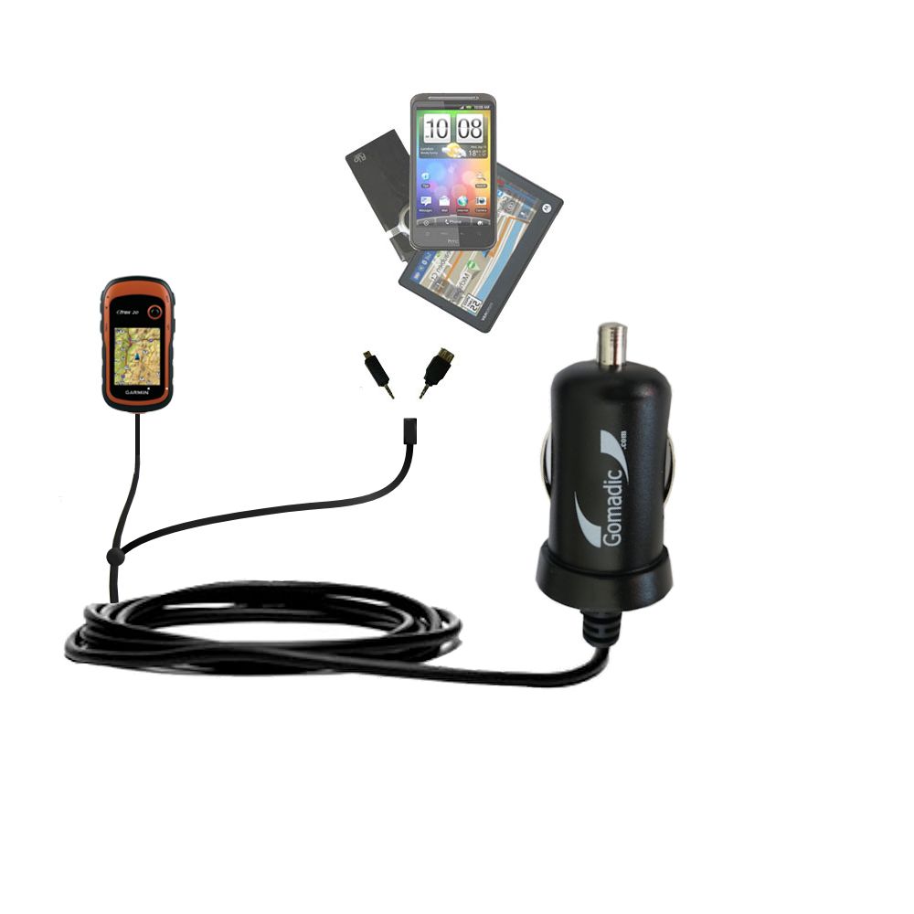 mini Double Car Charger with tips including compatible with the Garmin etrex 10 20 30