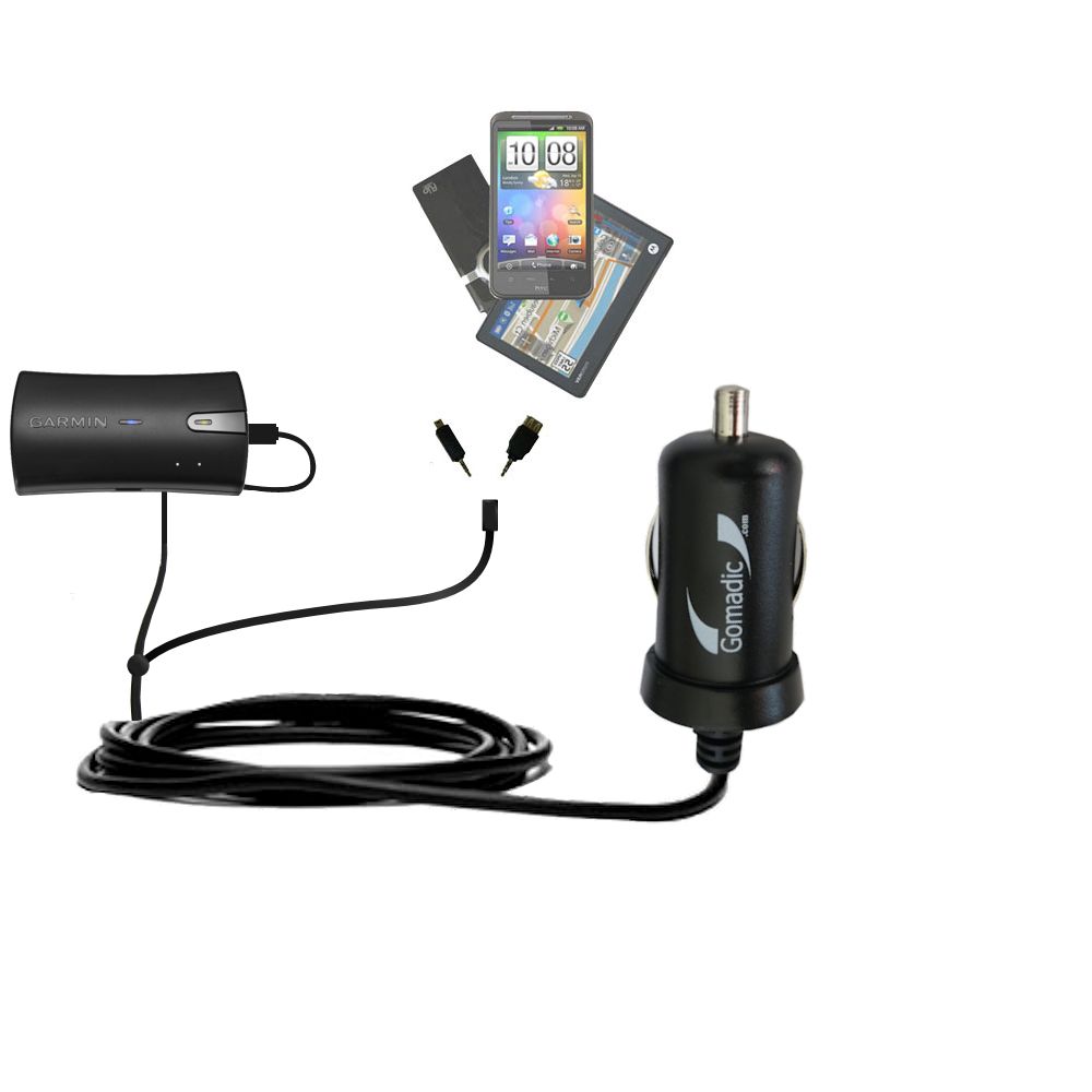 mini Double Car Charger with tips including compatible with the Garmin GLO