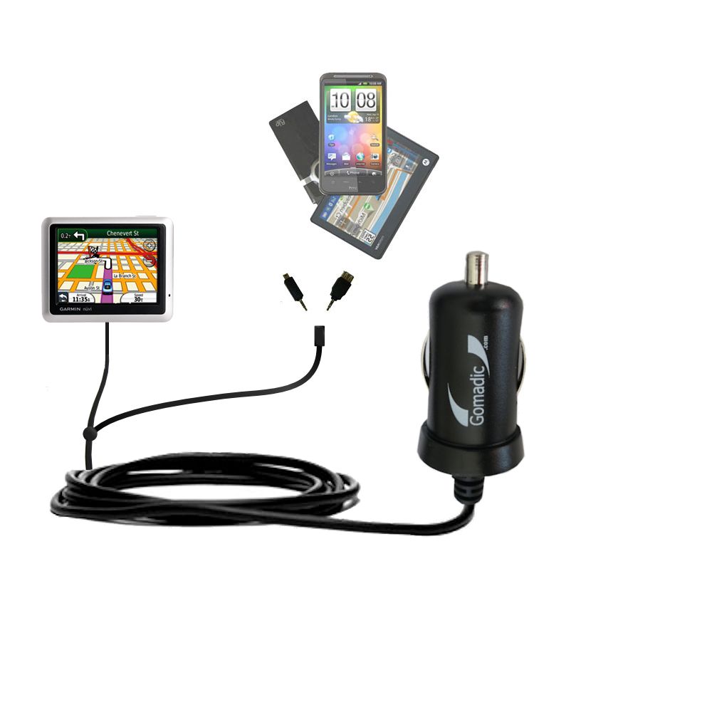 mini Double Car Charger with tips including compatible with the Garmin nuvi 1100