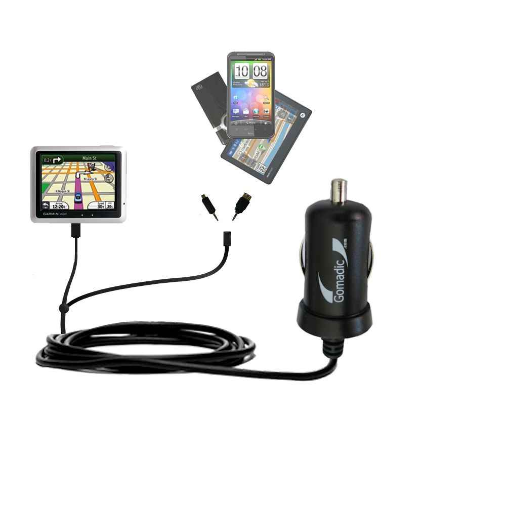 mini Double Car Charger with tips including compatible with the Garmin Nuvi 1200 1210